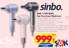SİNBO SHD-1739 BLDC SAÇ KURUTMA MAKİNESİ fiyat ve kampanya bilgisi
